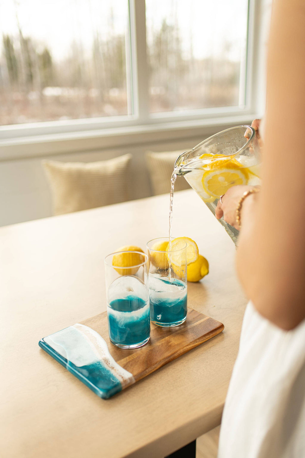 Resin Accented Highball Glasses : Ocean Vibes