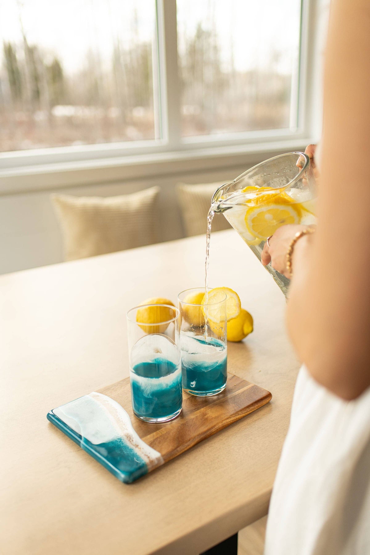 Resin Accented Highball Glasses : Ocean Vibes