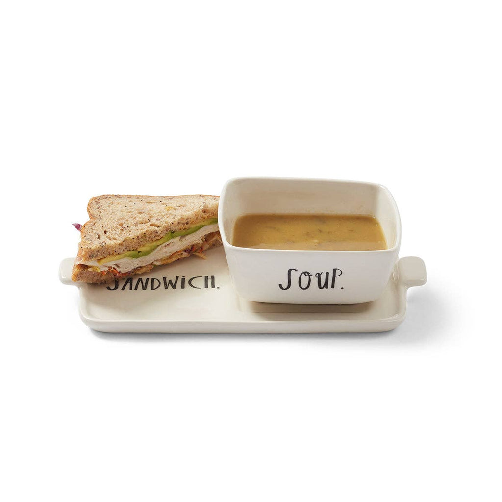 Rae Dunn Stem Print Soup + Sandwich Set