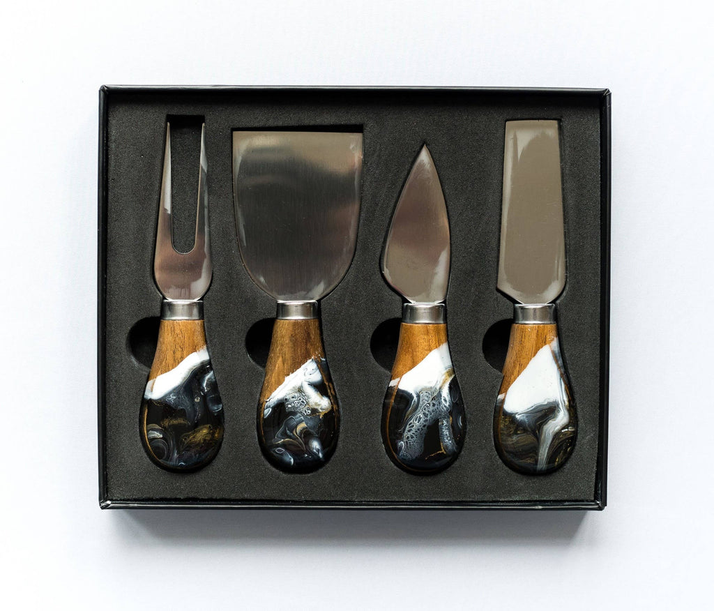 Resin Coated Cheese Knife Set - Set of 4 : Onyx