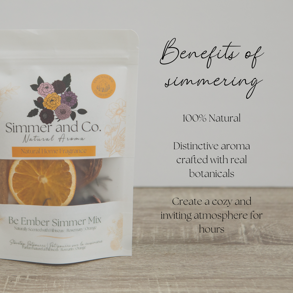 Be Ember Simmer Pot Mix, Natural Autumn Citrus Spice Aroma
