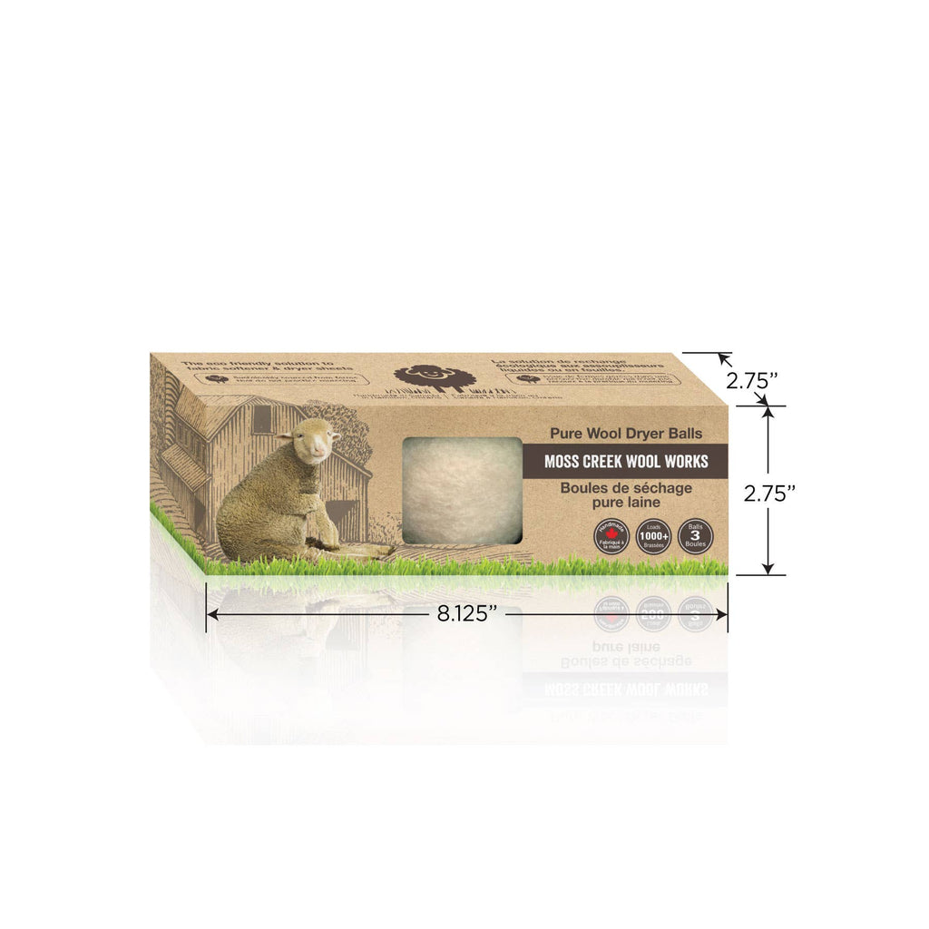 100% Pure Wool Dryer Balls | 3-Pack Barn Box : White