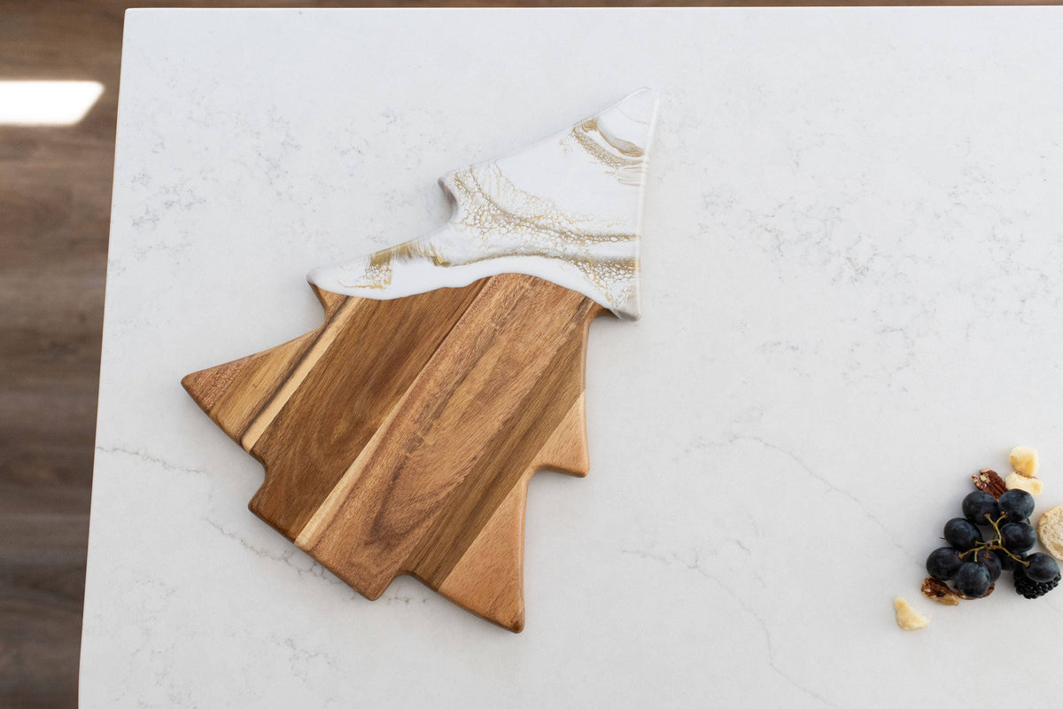 Christmas Tree Board: Gold Quartz / Acacia Charcuterie Board
