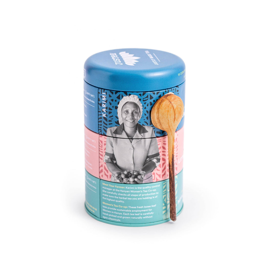 Herbal Tea Trio Tin & Spoon - Organic, Fair-Trade Tea Gift