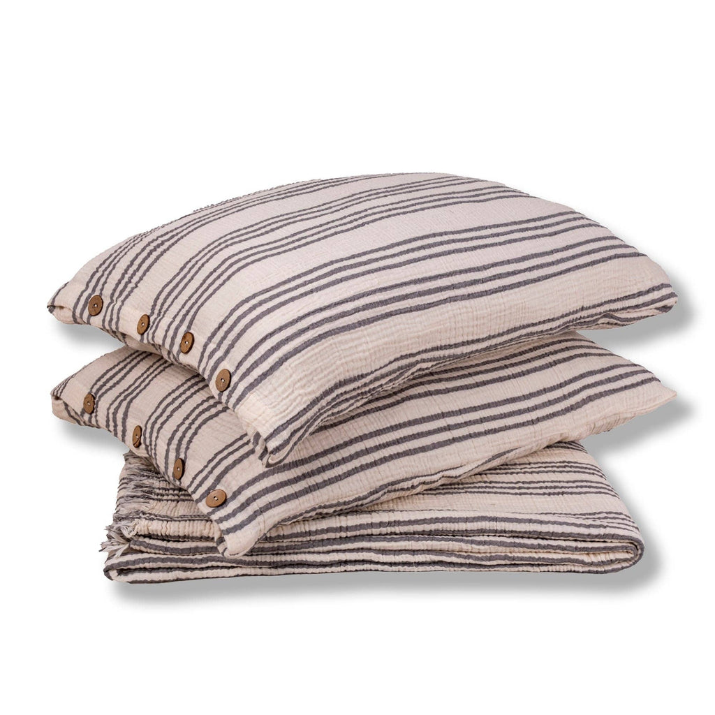 Muslin Cloud Signature Set: Soft Stripe Grey