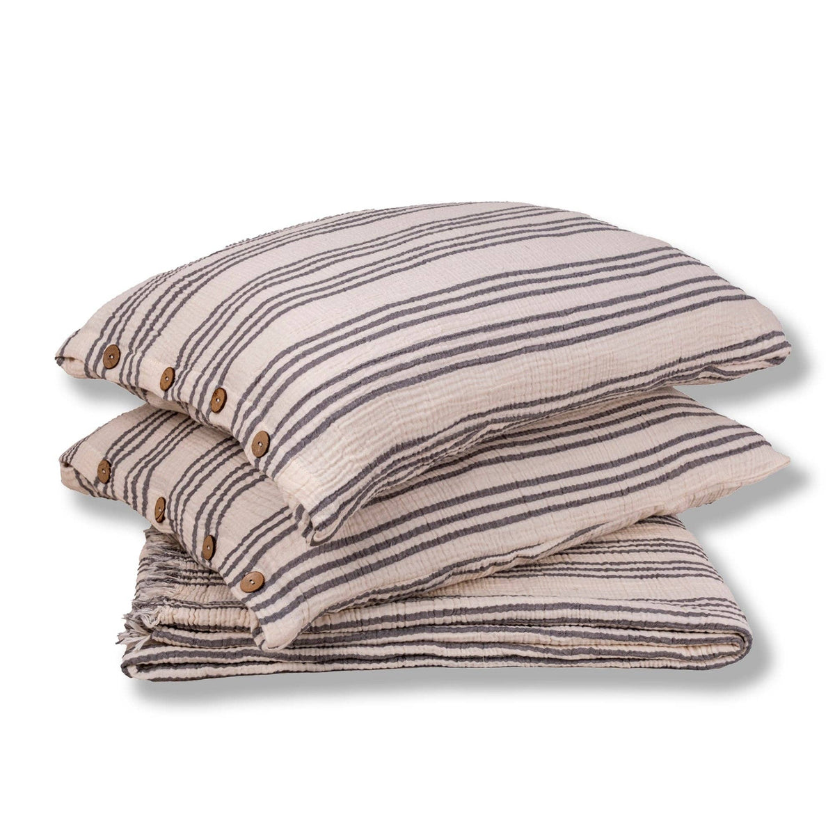 Muslin Cloud Signature Set: Soft Stripe Grey
