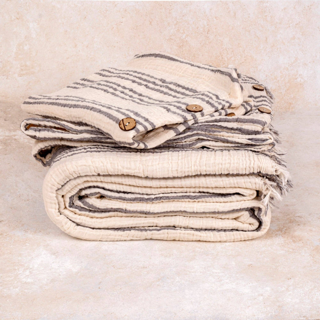 Muslin Cloud Signature Set: Soft Stripe Grey