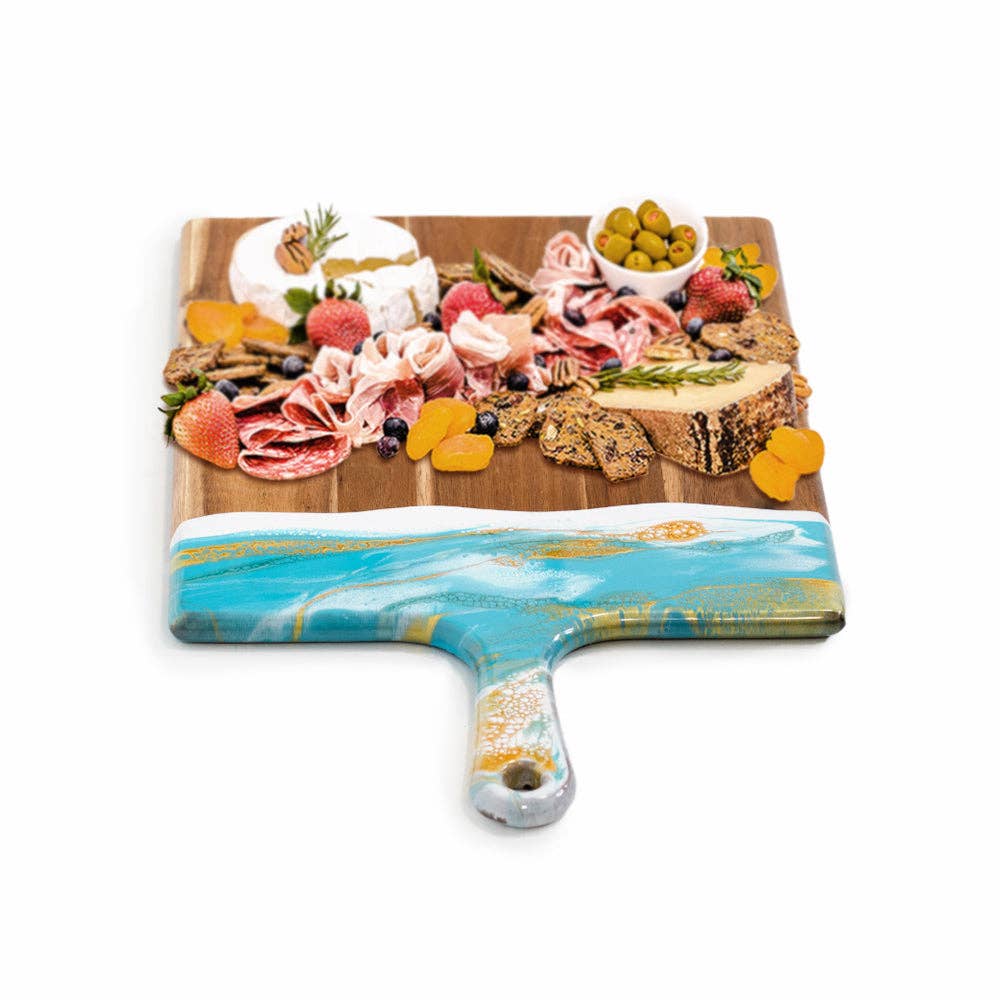 Acacia Charcuterie Board - Teal White Gold / Extra Large